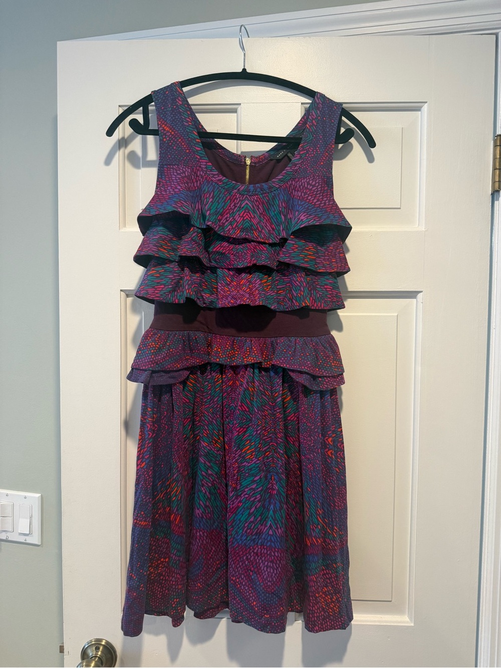 Marc by Marc Jacobs Purple Multi-Color Ruffled Midi Dress